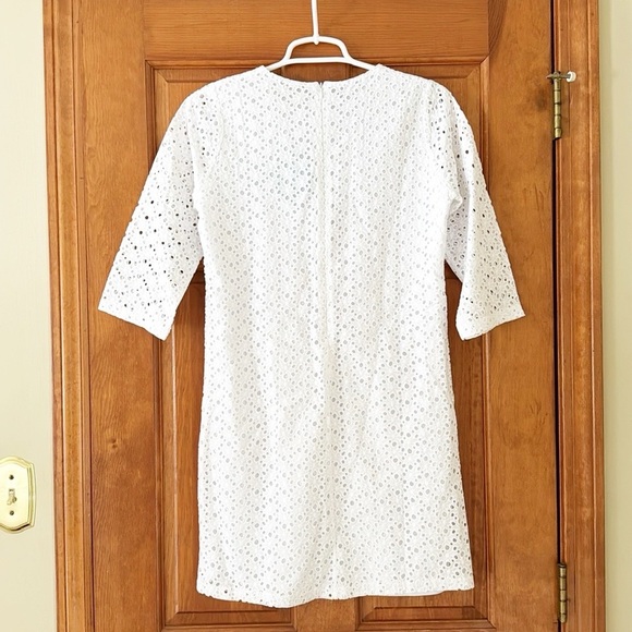 NWT TRACY NEGOSHIAN dress size XS white cotton eyelet mini - Picture 2 of 7